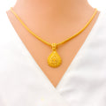 Radiant Pear Drop 22k Gold Pendant