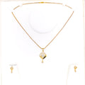 Attractive Asymmetrical 22k Gold Drop CZ Pendant Set