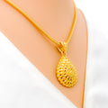 Timeless Paisley Accented Drop 22k Gold Pendant