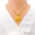 Detailed Blooming Flower 22k Gold Pendant