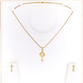 Trendy Open Square 22k Gold CZ Pendant Set