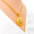 Detailed Blooming Flower 22k Gold Pendant