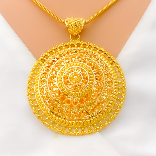 Intricate Meshed Dome 22k Gold Pendant