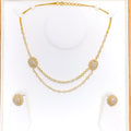 Unique Dressy Dual Layered 22k Gold CZ Necklace Set