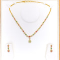 Vibrant Dressy Drop 22k Gold CZ Necklace Set