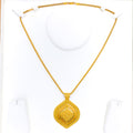 Dazzling Decadent Beaded Leaf 22k Gold Pendant