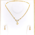 Dual Finish Chic Marquise 22k Gold CZ Necklace Set