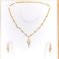 Sparkling Triangular Diamond-Shaped 22k Gold CZ Necklace Set