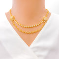 Unique Dressy Dual Layered 22k Gold CZ Necklace Set 