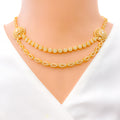 Unique Dressy Dual Layered 22k Gold CZ Necklace Set 