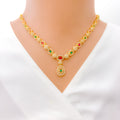 Vibrant Dressy Drop 22k Gold CZ Necklace Set 