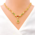 Vibrant Dressy Drop 22k Gold CZ Necklace Set 