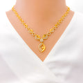Dual Finish Chic Marquise 22k Gold CZ Necklace Set 