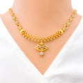 Classy Floral Curve 22k Gold CZ Necklace Set 