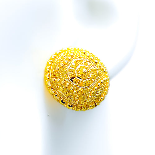 Sophisticated Dazzling Dome 22k Gold Earrings 