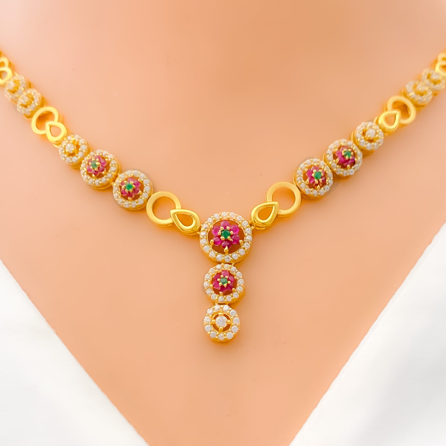 Floral Drop Ruby Necklace