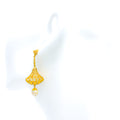 Imperial Chandelier Uncut Diamond + 22k Gold Dangling Earrings 