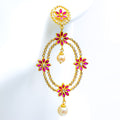 Extravagant Floral Uncut Diamond + 22k Gold Alluring Earrings 