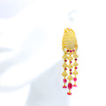 Impeccable Embellished Uncut Diamond + 22k Gold Hanging Earrings 