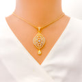 Palatial Two-Tone Vintage 22k Gold CZ Pendant Set 