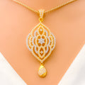 Palatial Two-Tone Vintage 22k Gold CZ Pendant Set 