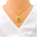 Magnificent Floral Lakshmi 22k Gold CZ Pendant Set 