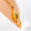 Magnificent Floral Lakshmi 22k Gold CZ Pendant Set 