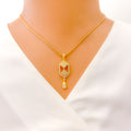 Distinct Dual Square 22k Gold CZ Pendant Set