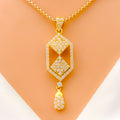 Distinct Dual Square 22k Gold CZ Pendant Set