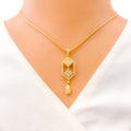 Distinct Dual Square 22k Gold CZ Pendant Set