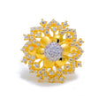 Decorative Cluster Flower 22k Gold CZ Statement Ring