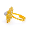 Decorative Cluster Flower 22k Gold CZ Statement Ring