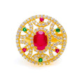 Vibrant Domed 22k Gold CZ Statement Ring