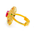 Vibrant Domed 22k Gold CZ Statement Ring