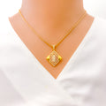 Special Striped Hexagonal 22k Gold CZ Pendant