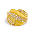 Reflective Intricate 22k Gold CZ Statement Ring