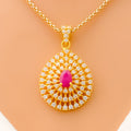 Ethereal Elevated Drop 22k Gold CZ Pendant