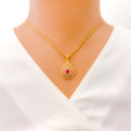 Dressy Netted Drop 22k Gold CZ Pendant