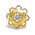 Two Tone Flower 22k Gold CZ Statement Ring