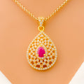 Dressy Netted Drop 22k Gold CZ Pendant