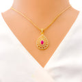 Dressy Netted Drop 22k Gold CZ Pendant