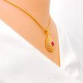 Dressy Netted Drop 22k Gold CZ Pendant