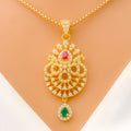 Paisley Accented 22k Gold CZ Vintage Pendant 