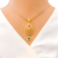 Paisley Accented 22k Gold CZ Vintage Pendant 