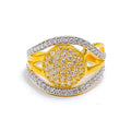 Dual Tone Dome 22k Gold CZ Statement Ring