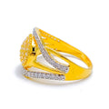 Dual Tone Dome 22k Gold CZ Statement Ring