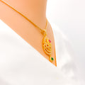 Paisley Accented 22k Gold CZ Vintage Pendant 