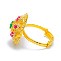 Festive Floral 22k Gold CZ Statement Ring