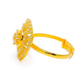 Stunning Curved Flower 22k Gold CZ Statement Ring