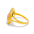 Reflective Netted Oval 22K Gold Ring 